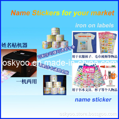 PVC Waterproof Cartoon Kids Name Sticker Iron on Labels
